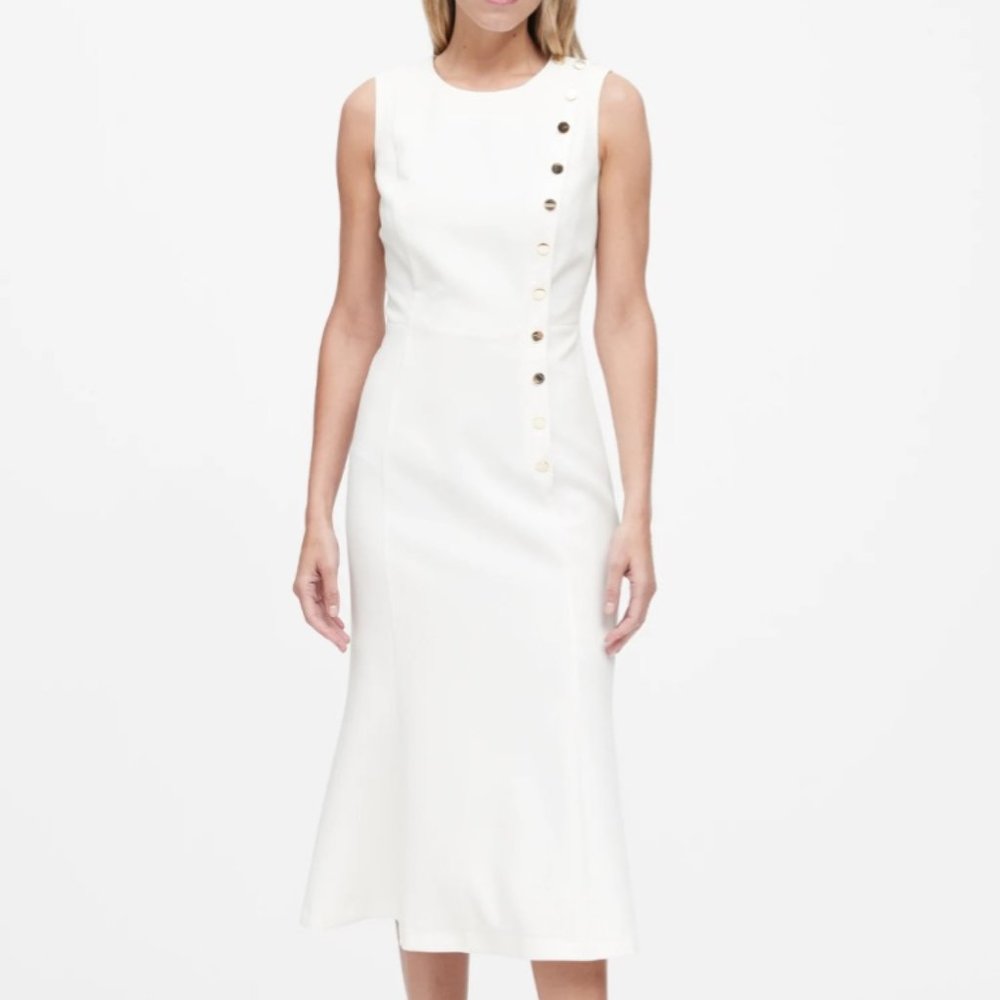 Banana Republic Buttoned Midi Dress Gold Buttons - Picture 2 of 8